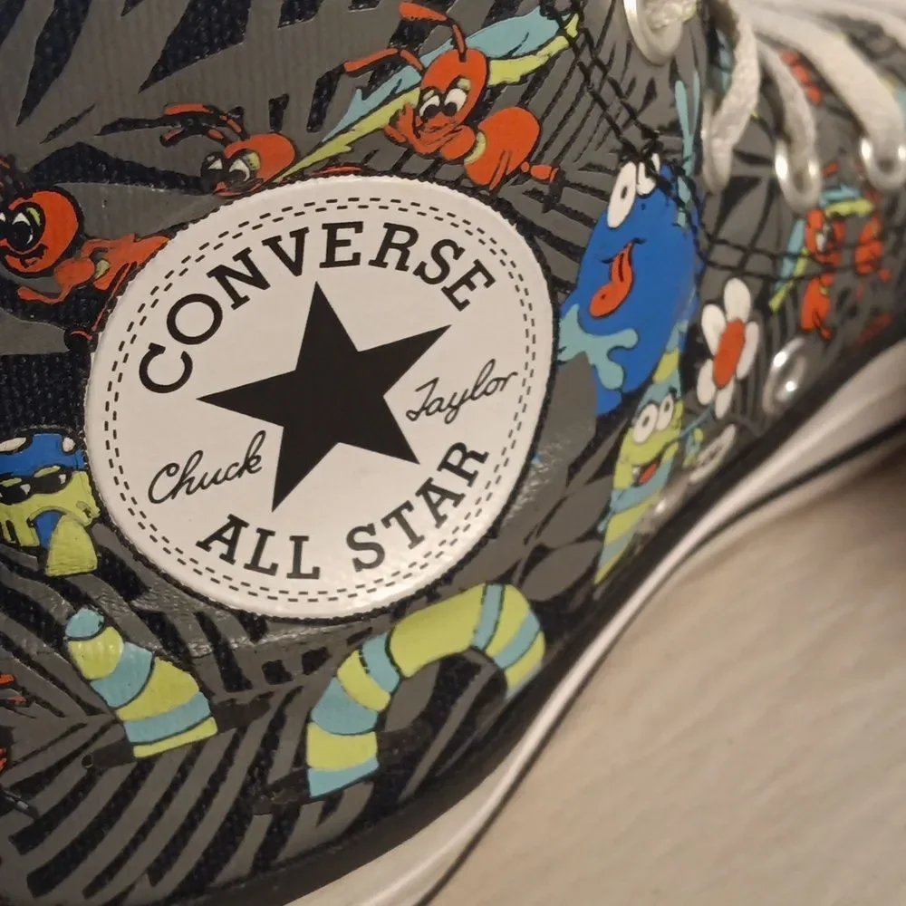 Converse Plants Unisex Kids High Top Lace Up Canvas Sneakers Sz 13
